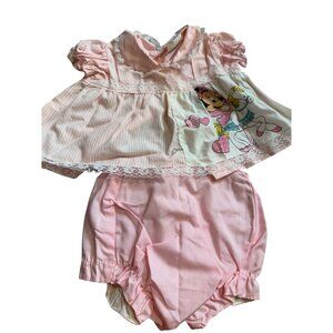 Vtg 80s Disney Babies NB To 6M Pink Minnie Mouse Dress bloomers Diaper Cover